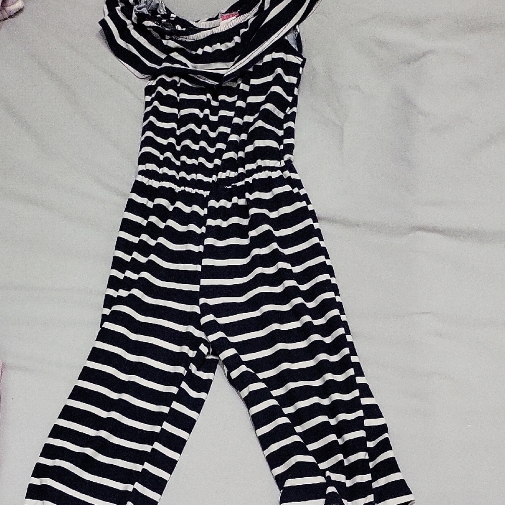 Pinc Black and White Striped Jumpsuit